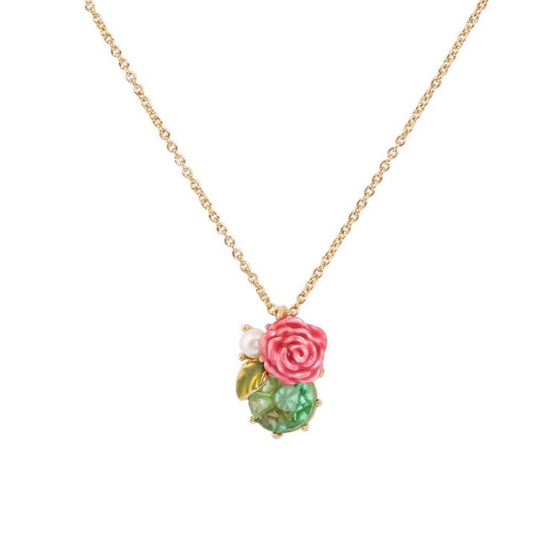 

Pendant Necklaces European And American Style Fashion Personality Literary Temperament Flower Clavicle Necklace Colorful Drip Glaze Accessor, Silver