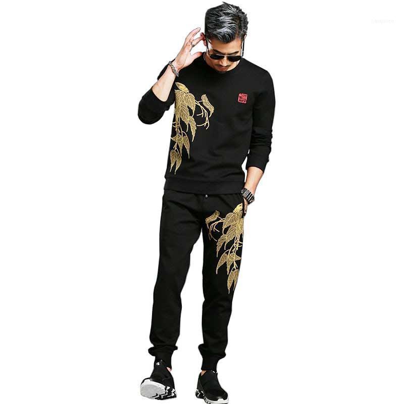 

Men's Tracksuits Spring Autumn Embroidery Hoodies 2PCS Sets Tracksuit Men Casual Slim Pullover Sweatshirt Jacket With Joggers Pants Trousers, Gray