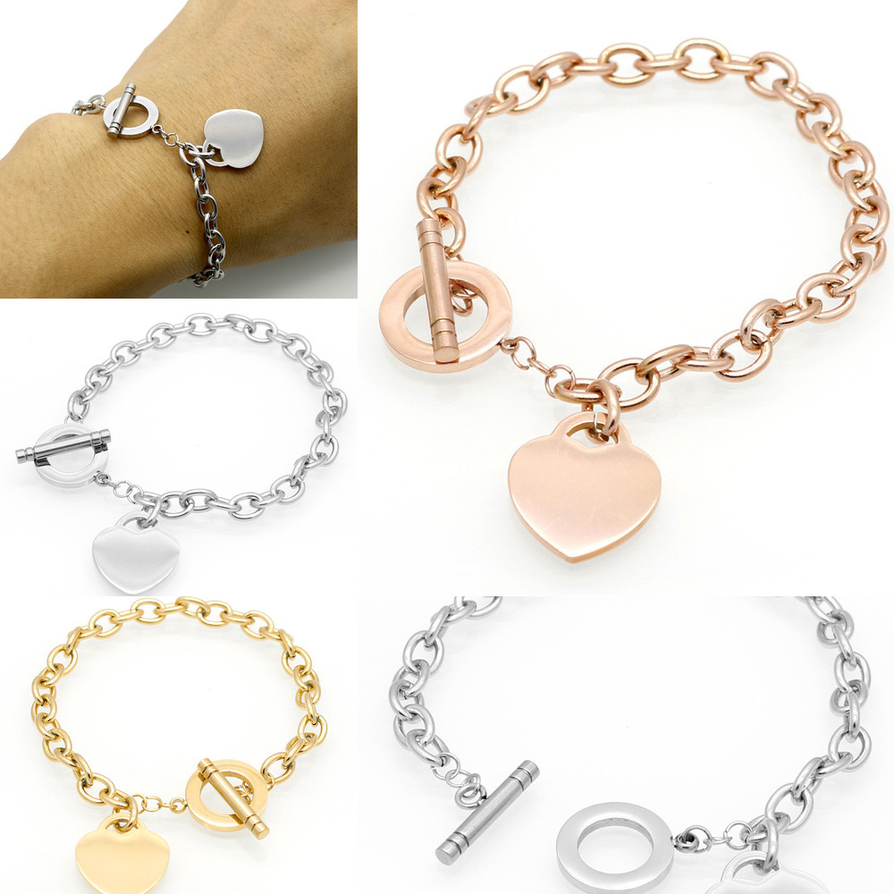 

New Fashion Hotsale Women Stainless PLEASE RETURN TO HEART charms OT chains Bracelet Pulsera