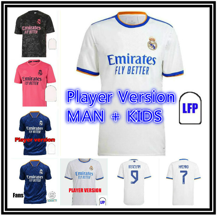 

man kids kit 2021 2022 camiseta real madrid soccer jerseys SERGIO RAMOS 21 22 HAZARD BENZEMA KROOS Football shirt ASENSIO VALVERDE MODRIC ISCO camesitas
