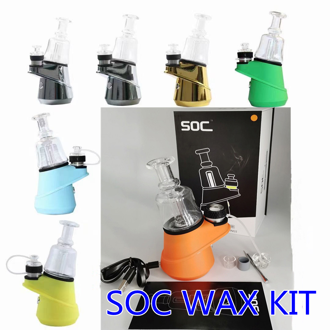 

SOC WAX Vaporizer Ceramic Quartz Wax Atomizer Pen Portable Starter Kits 2600mah Vape Mods Concentrate Shatter Budder Dabber Rig Vaporizer, Multi