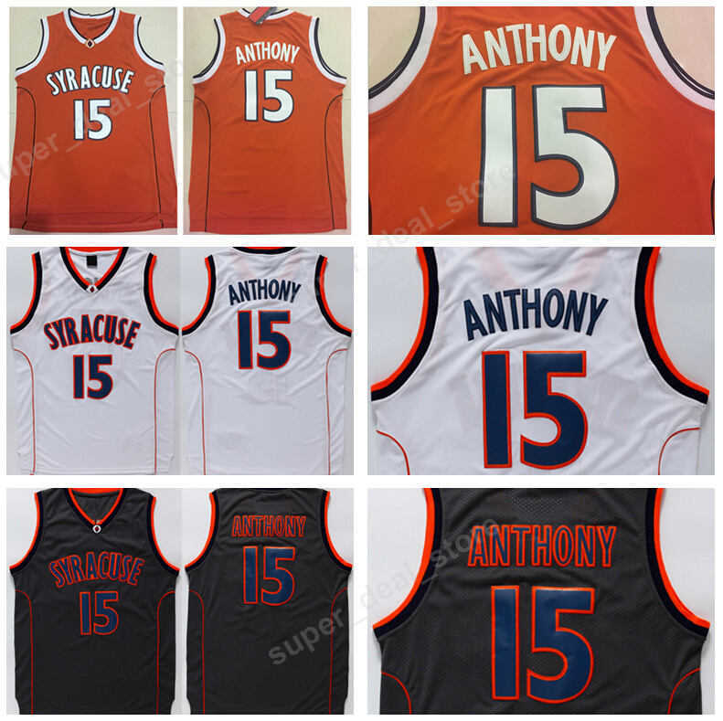 

College 15 Camerlo Anthony Jersey Men Syracuse Orange Basketball Jerseys Anthony Sport Embroidery Black White vintage rare