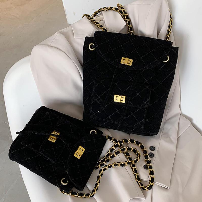 

Lattice Small Backpack 2021 Matte Pu Leather Women Backpack Designers Brand for Teenage Girl High Quality Travel Books Rucksack, 21 cm black