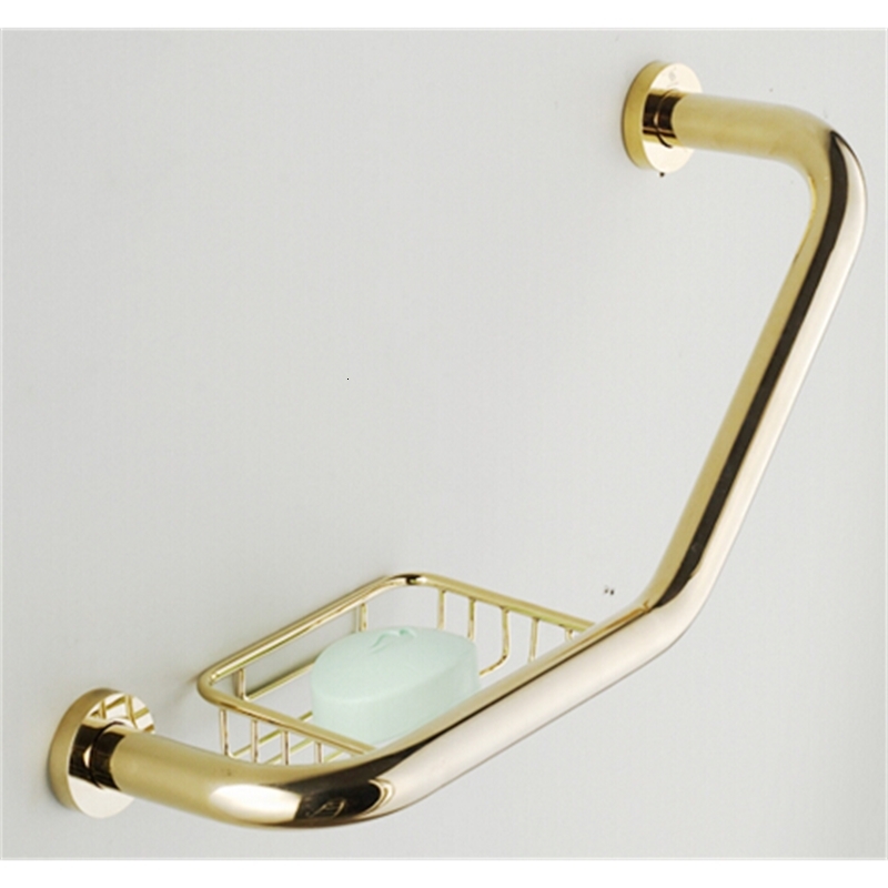 

2021 New Free Shipping Gold Brass Bathroom Handle Bathtub Armrest Handrail Grab Bars Luxury Hand Safety Bar 14b5, Orange
