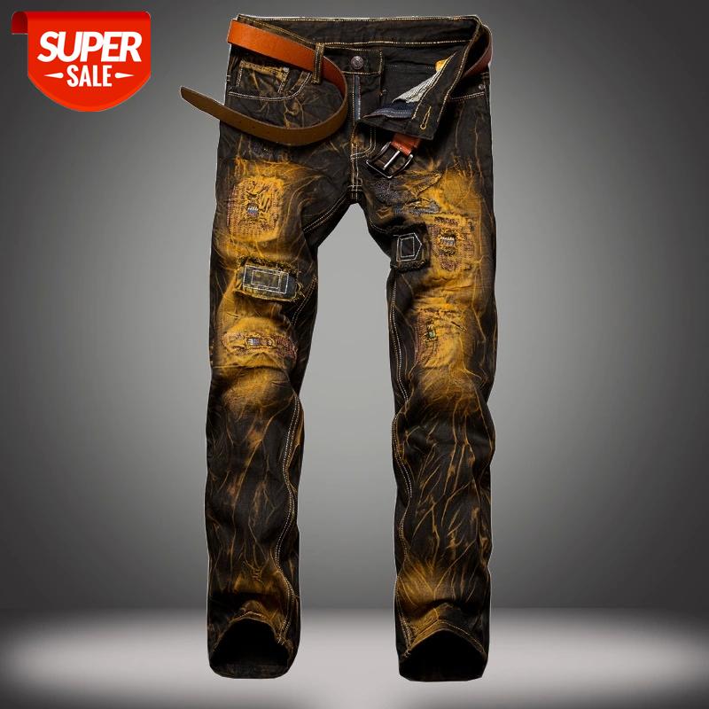 

Denim Designer Hole Vintage Jeans High Quality Ripped for Men Size 28-38 40 2021 Autumn Winter HIP HOP Punk Streetwear #zO03, Black