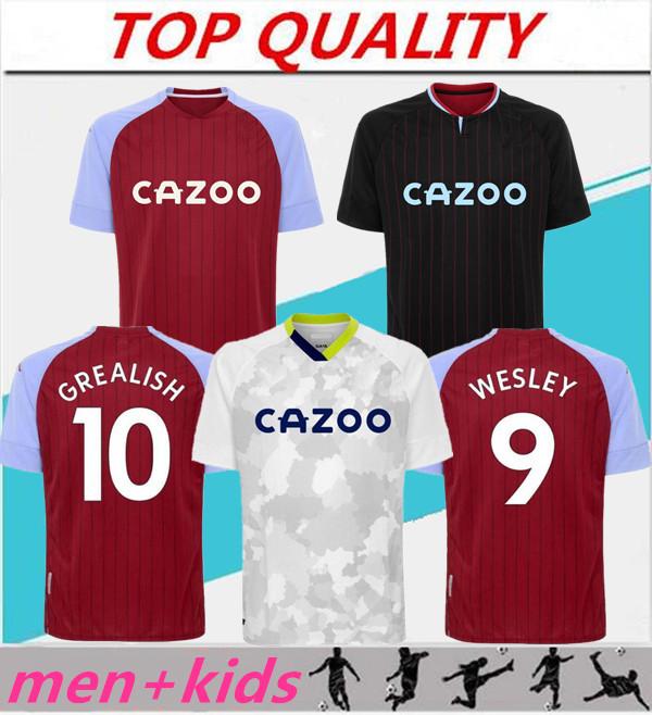 

men + kids kits 20 21 Aston Villa soccer jersey WESLEY Grealish Kodja 2020 2021 EL GHAZI CHESTER McGinn jugador football shirts, Black;yellow