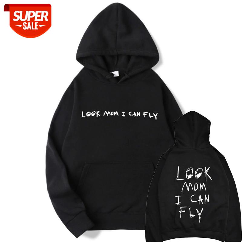 

New Fashion Hoodies Men 2020 Autumn Winter Sudadera Hombre Travis Scott Astroworld Hoodie Look Mom I Can Fly Hip Hop Sweatshirt #o70P, Black