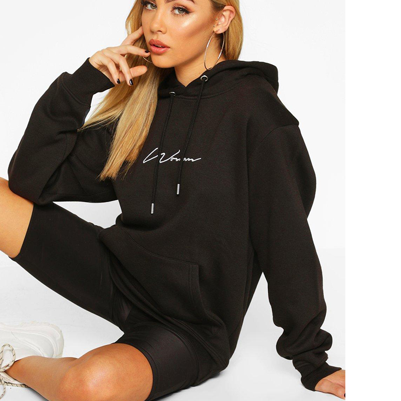 

2021 Black Solid Letter Printing Sweatshirt Girls Autumn New Oversized Fashion Long Sleeve Hoddies for Teens Women Tops Am9z, Pink