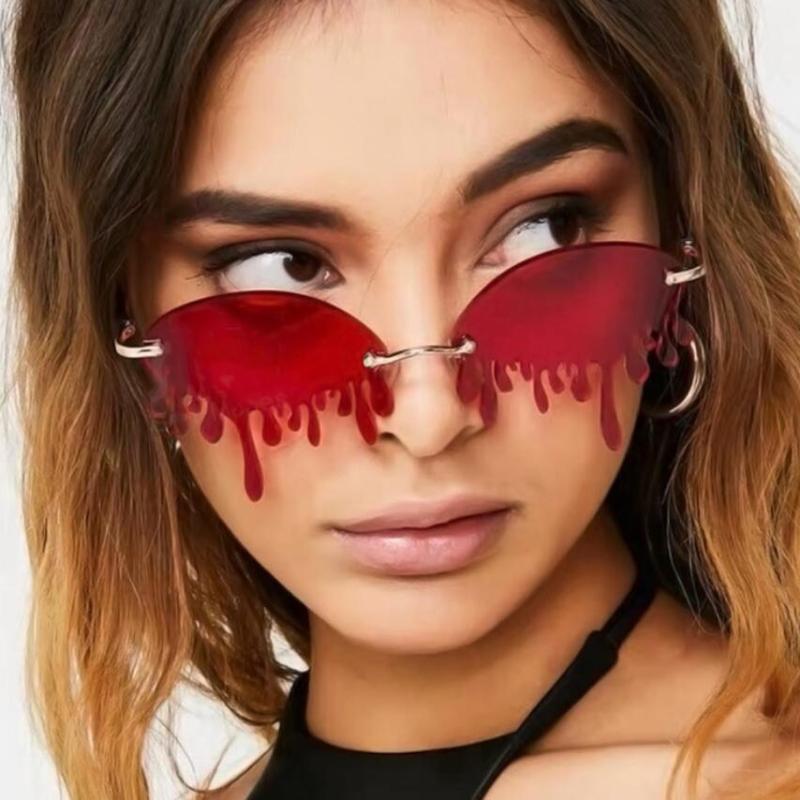 

Sunglasses Rimless Women Tear Small Frame Sun Glasses Funny Tears Shades For Ladies Stage Show Eyewear