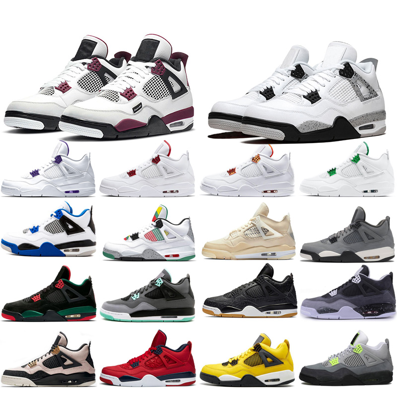 

Orange Metallic 4 men basketball shoes 4s Cement Royalty women mens sneaker outdoor sports trainer Light, 36-47 white sail