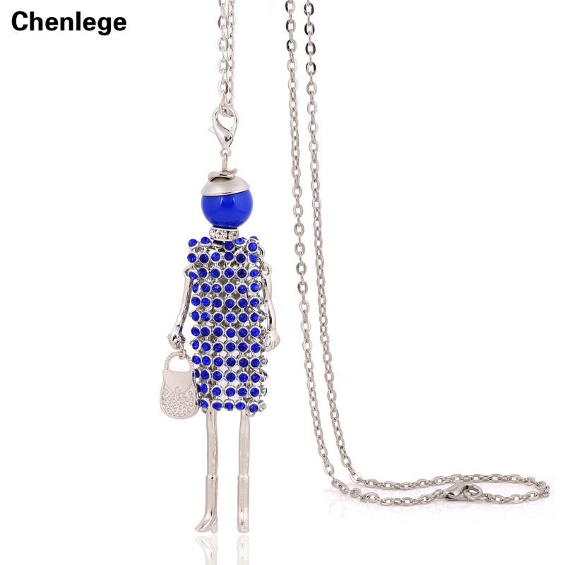 

Pendant Necklaces Long Necklace Women Style Arrival Crystal Cute Fashion Doll Pendants Girl Jewelry Big Choker Party Gifts