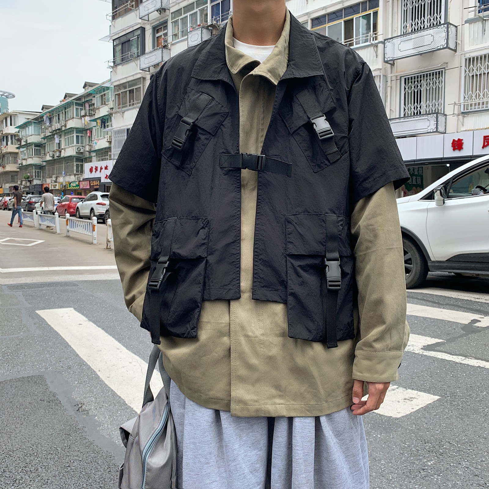 

New Mens Windbreaker Autumn 2021 Casual Vintage Color Block Loose Track Bomber Jacket Coats Streetwear Hiphop G3hs 2tmg, Black