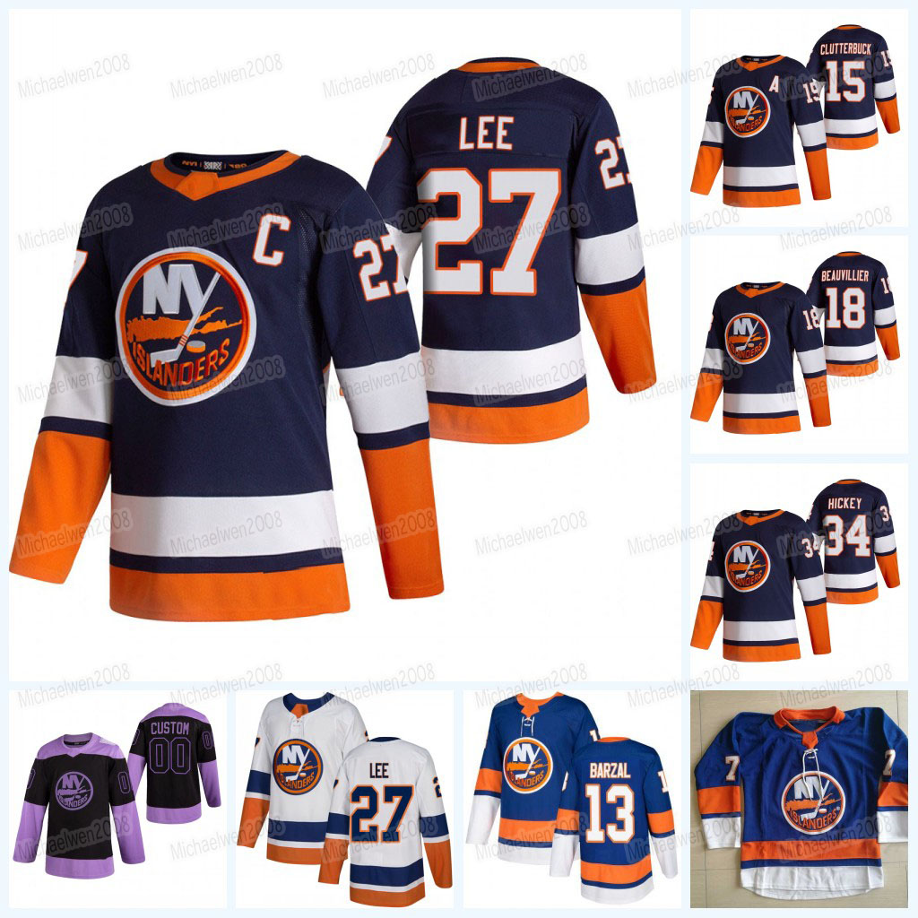 

New York Islanders 2021 Reverse Retro Jersey Eberle Mathew Barzal Robin Anders Lee Casey Cizikas Josh Bailey Matt Martin Austin Czarnik Cole, Black;red