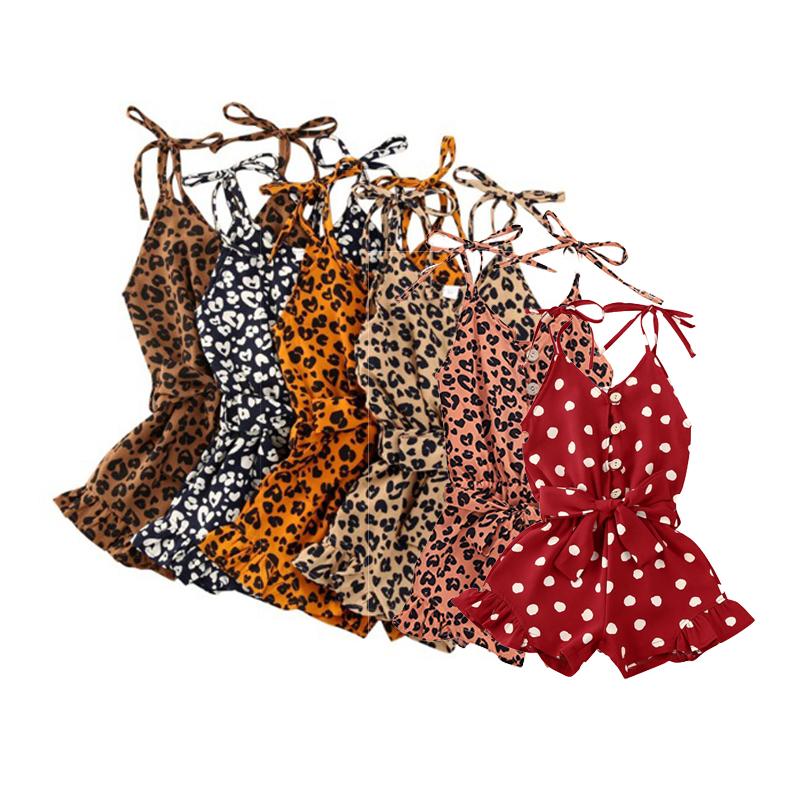 

Girl's Dresses Baby Girl Summer Clothing Overalls Polka Dot Printing Bow Button Lotus Leaf Vacation Boho Style For Child 1-6 Years, Red;yellow