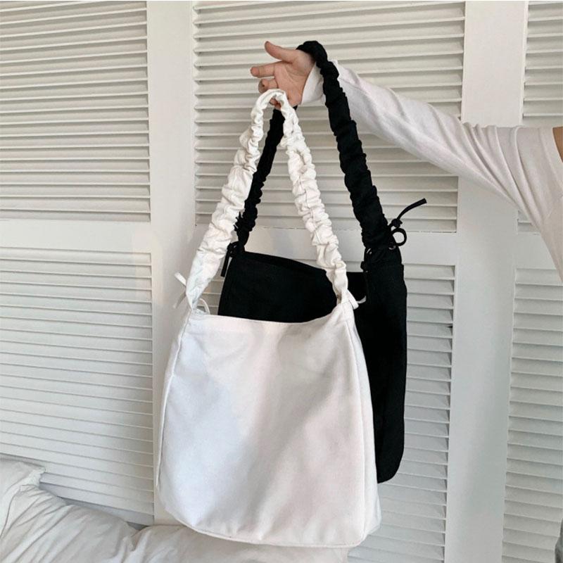 

Evening Bags Large-capacity Canvas Fold Bag, Single-shoulder Portable, Simple Personality, All-match Messenger Student School Bag All Ye