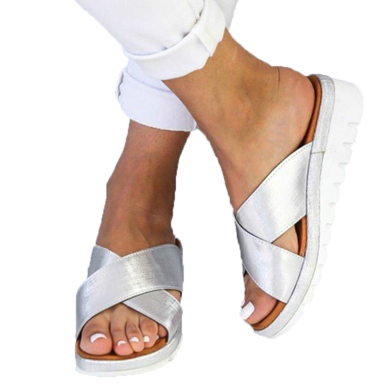 

Summer Sandals Women Slippers Flat Soft Comfortable Ladies Sandales Femme Gladiator Women Sandals Beach Shoes Plus Size885, Gold