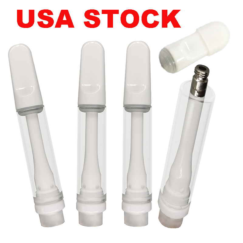

USA Stock Vape Cartridges 1ml Atomizers Full Ceramic Carts Screw in E Cigarettes 4*2.0mm Holes Lead Free Thick Oil Vaporizer Pen 510 Thread Empty Packaging Ca Warehouse