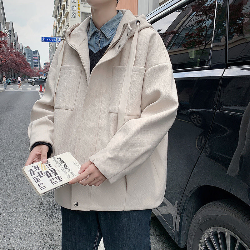 

2021 New Autumn Winter Thick Men's Warm Fashion Casual Hooded Men Wild Short Woolen Coat Mens M-2xl Gdfl, Khaki