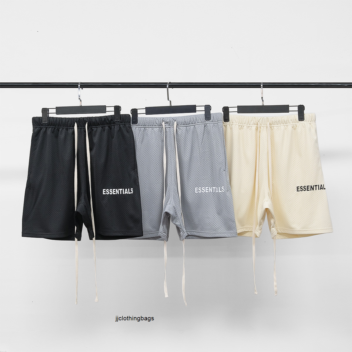 

Fear of God fog essentials double line Mesh Shorts men's high street loose 5-point sports pants, Black