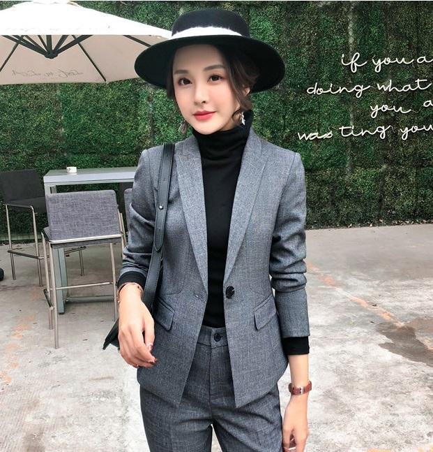 

Women' Suits & Blazers High Quality Formal Women And Jackets Grey Ladies Work Wear Clothes Office Uniform Styles, Blazer and pant