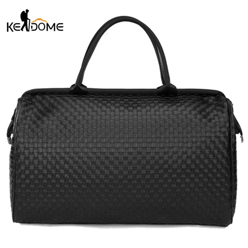 

Outdoor Bags Weaved Sports Gym Bag Travel PU Leather Handbag Women Traveling Lady Luggage Tas Sac De Sport Duffle Gymtas 2021 XA286D, Pu black s