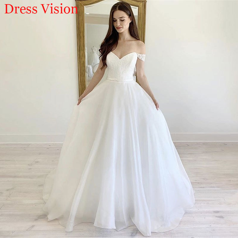 

2021 Arrival Sexy Lace Off the Shoulder Wedding Robe Marie to Be Long Bride Gown Vestido De Novia Sgp4, Ivory