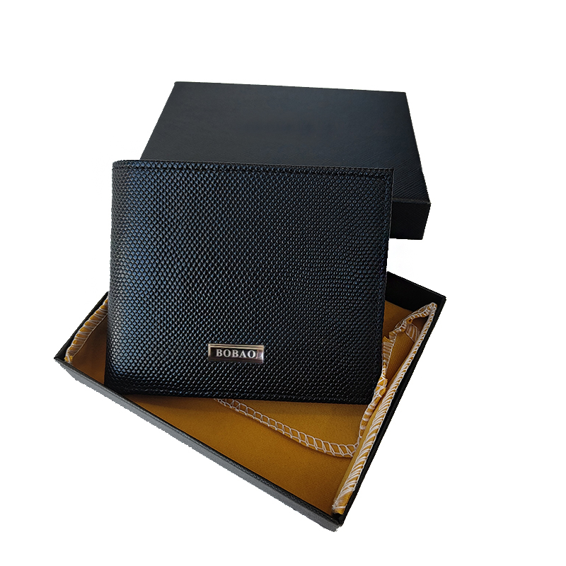 

Italy men wallet card holder lychee pattern leather fashion coin purse short folding craftsmanship with high-quality box, Red;black