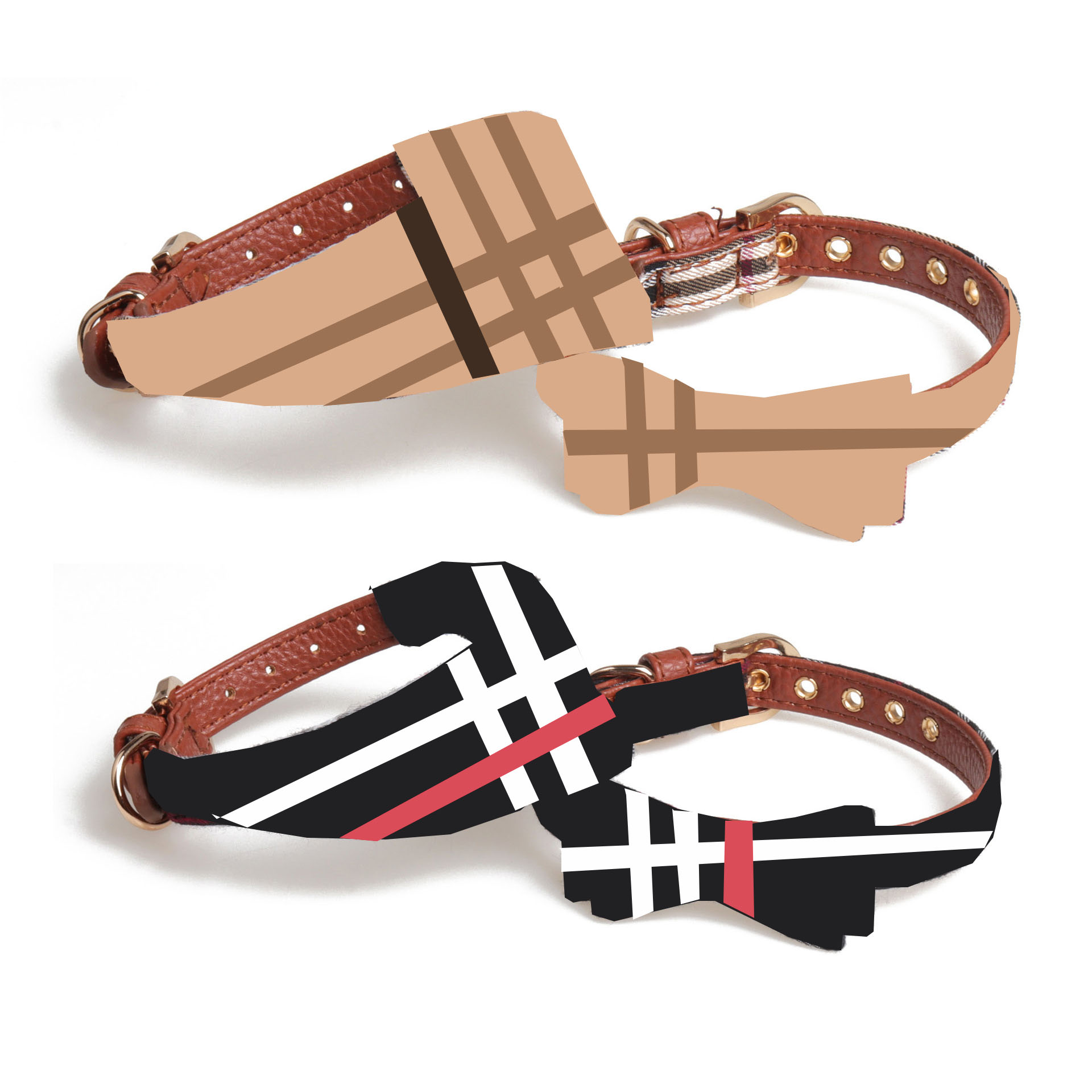 

Classic Plaid Pet Collar Scarf High End Bow Collars Dog Bib Teddy Bulldog Pug Pets Leashes Supplies