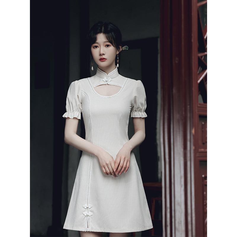 

Ethnic Clothing 2021 Chinese Style Summer Women Retro Modern Elegant Qipao Dress High Quality Vintage A-Line Cheongsam Dresses Female Fashio