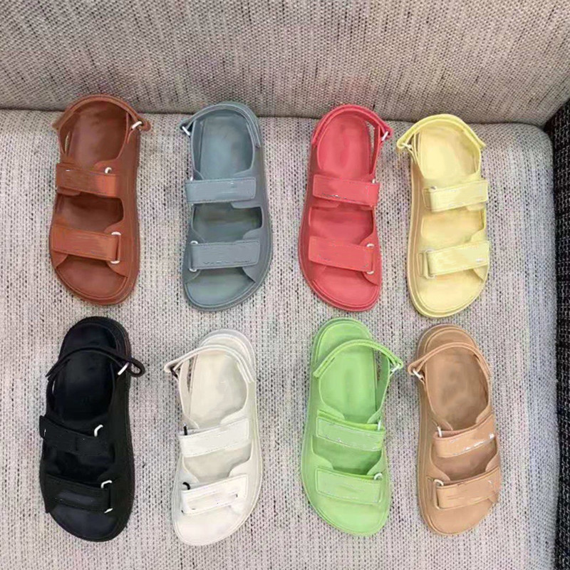 

Luxury designer velcro printed beach sandals fashion casual and comfortable flat-bottomed formal wear all-match sexy, Black