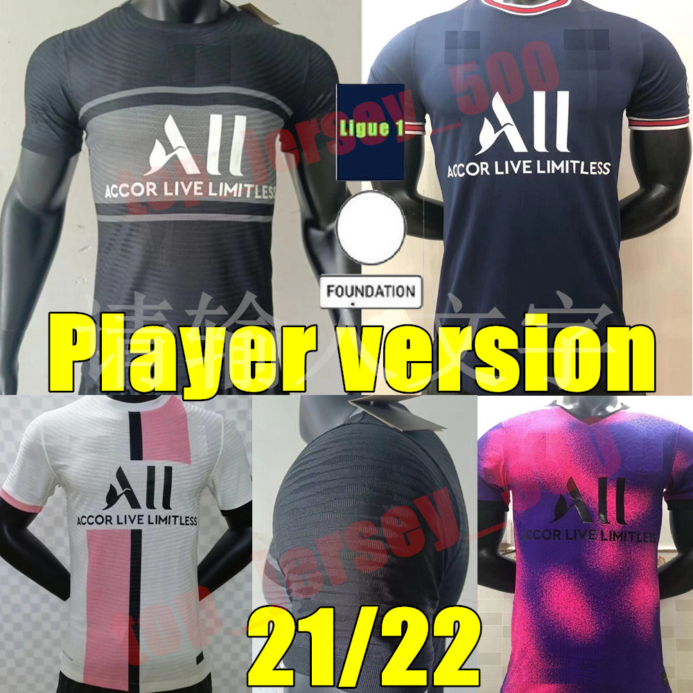 

21 22 Player version adult soccer Jerseys PsGs Maillots football 2021 2022 MESSI SERGIO RAMOS MBAPPE ICARDI NEYMAR shirt JR Men kit sets maillot de foot, Home+champion patch