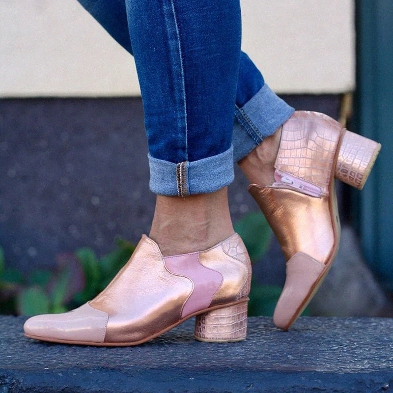 

MoneRffi Womens Low Heel Pointed Toe Style Leisure Female Footwear Shoes High Heel Zipper Single Shoes Leather y6rO#, Red