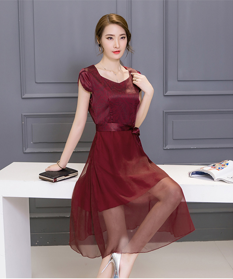 

2021 New Blue V-neck Long Elegant Summer Chiffon Female Women Plus Size 5xl Short Sleeve Women's Es Fyy465 Bpo7, Gray