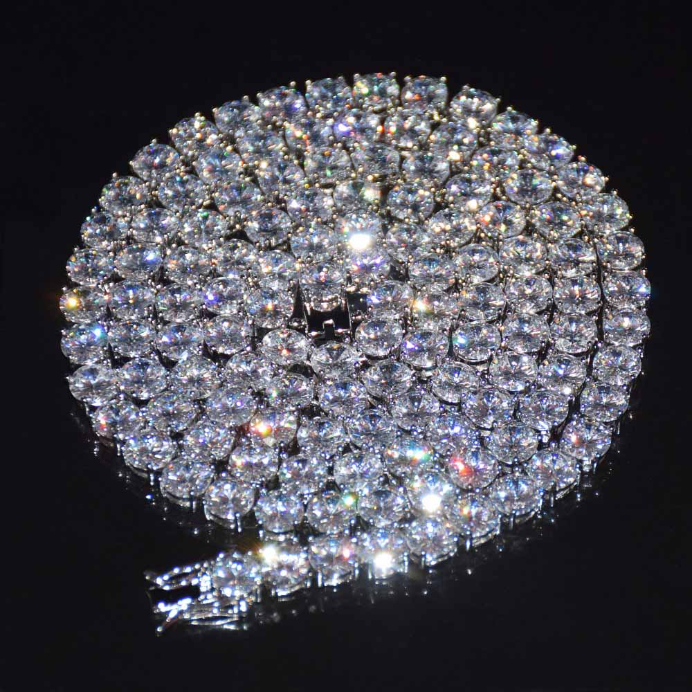 

Top Men's Tennis Chain Hip hop Jewelry 5mm Cubic Zircon Sliver Copper Material CZ Necklace Link 18inch 20inch 24inch 30inch