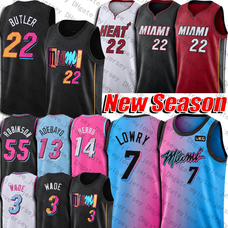 

Dwyane Dwayne Wade Jersey Kyle Jimmy Lowry Butler Shirts Tyler Bam Herro Adebayo Basketball Jerseys Duncan 55 Robinson Miamis