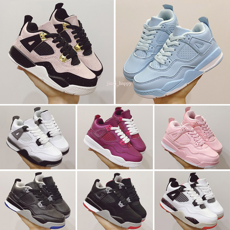 

Top Quality Jumpman Kids 4 4s Basketball Shoes Raptors Bred Tattoo 3s Tinker Black Cement Big Youth Boys Sport Children Sneakers, Color 8