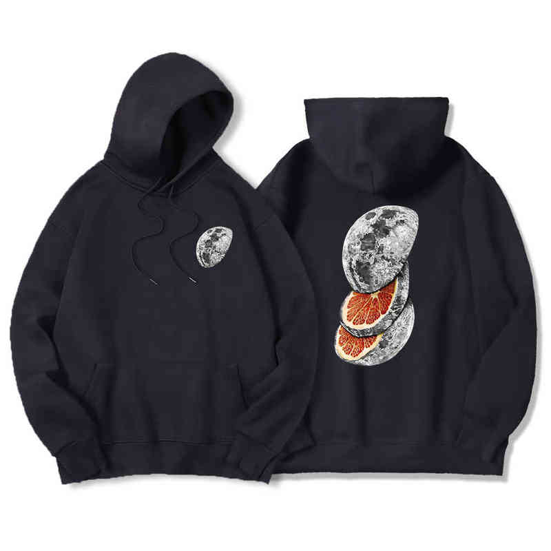 

Planet Fruit Orange Funny Print Hooded Male Casual Fashion Streetwear Creativity Hip Hop Sweatshirts Loose Harajuku Men Hoodie H1218, Black