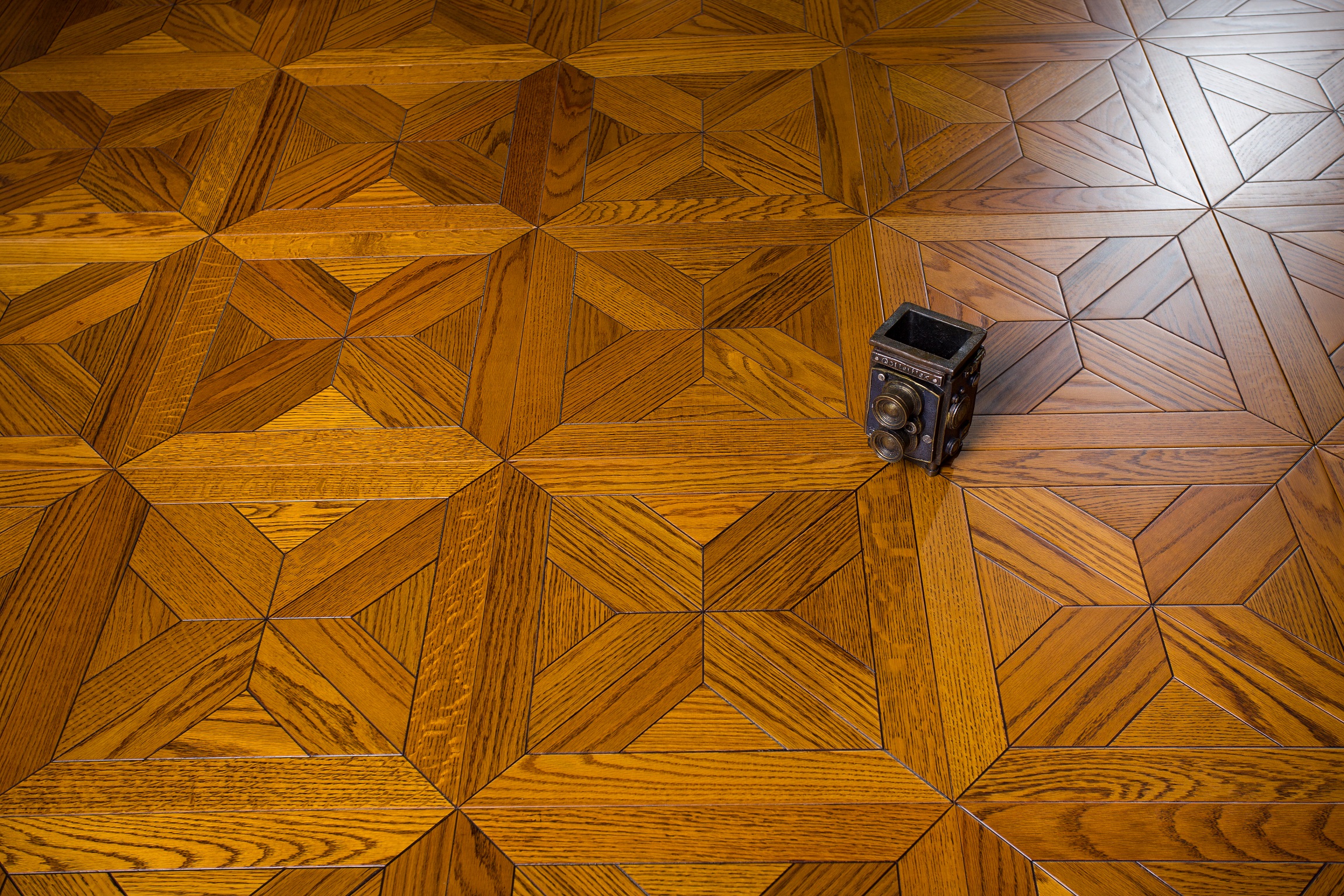 Golden Yellow American Red Oak Wood flooring High-end custom floor ceramics effect wall cladding background panels art tile Design House-image-254407847