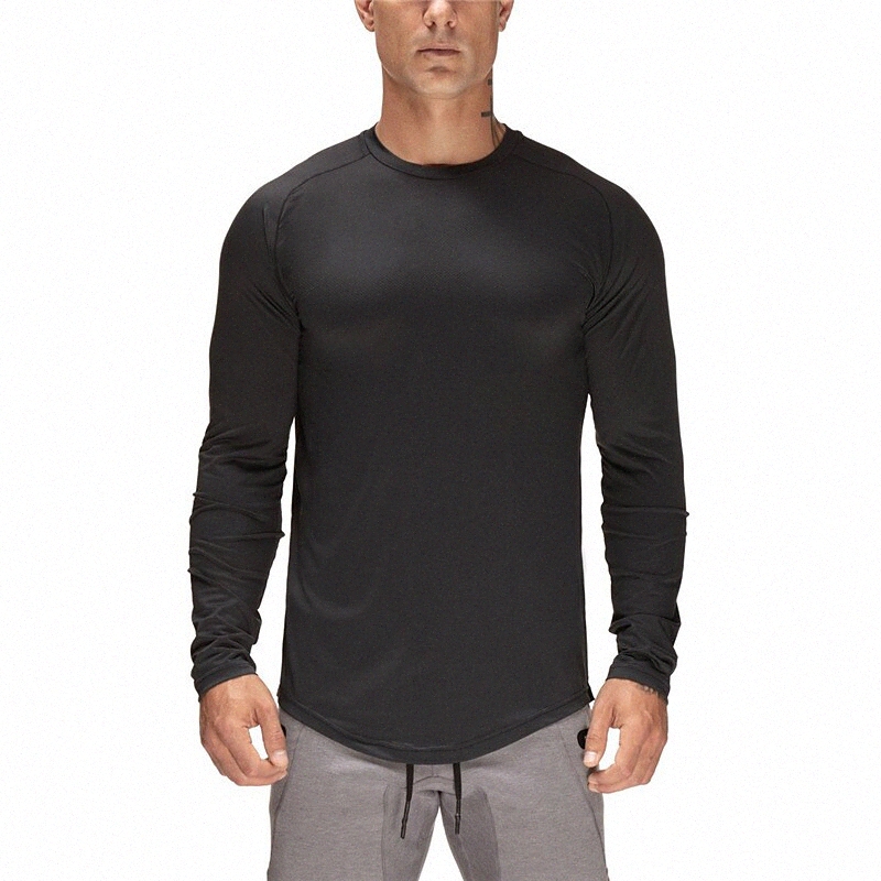 Men's T shirt Solid Color Crew Neck Casual Daily Long Sleeve Tops Lightweight Fashion Big and Tall Sports White Black Gray y3rv#