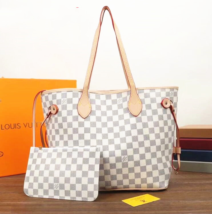 

LV LOUIS VITTON 2pcs set classic women handbags ladies composite tote leather clutch shoulder bags purse with wallet