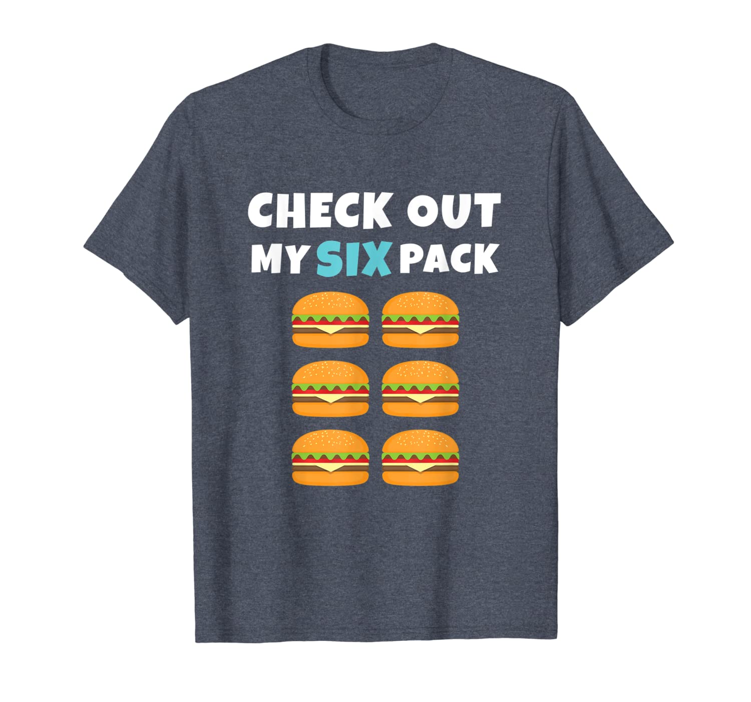 

funny burger lover tshirt check out my six pack cheeseburger, White;black