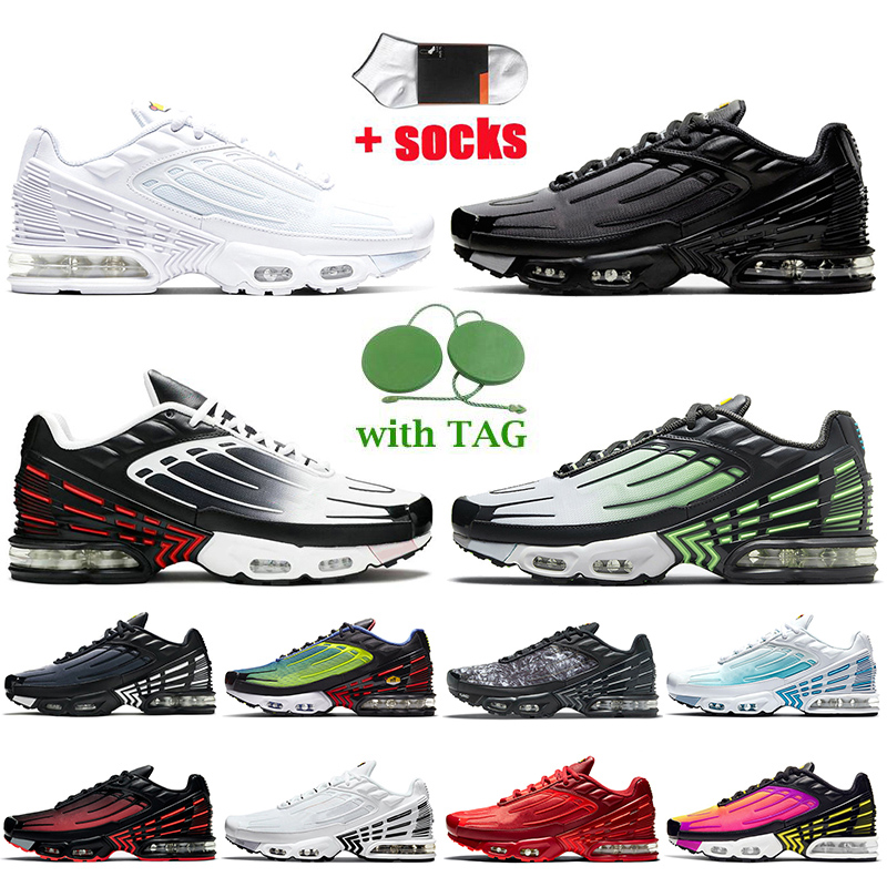 

2022 Tn Plus 3 Tuned III Mens Womens Running Shoes Laser Blue Purple Gold Triple White OG Black Ghost Green Aqua tnplus Tn3 Obsidian Trainers Big Size 12 Sneakers Tns, B10 triple black with black 39-46