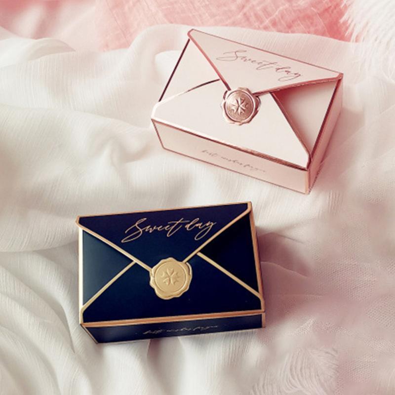 

Gift Wrap 10pc/set Bronzing Paper Box Candy Bags Envelope Biscuit Packaging For Wedding Chocolate Birthday Party Christmas Decor