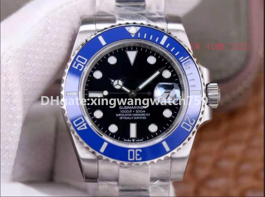 

2021 EW Factory 41mm Blue Hairspring 904L Steel Strap A3235 Automatic Green Ceramics Bezel Black Dial 126610 Mens Watch Sport Watches, Slivery;brown