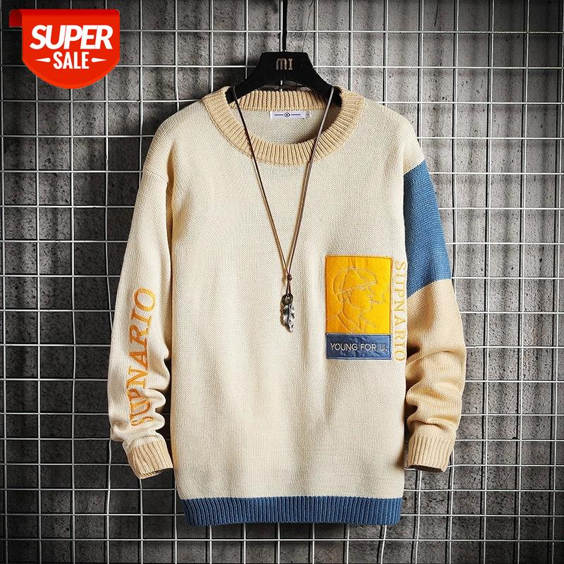 

2020 New Knit Sweater Men Long Sleeves Autumn Winter Pullover Knitted O-Neck Plus Asian Size 5XL #2i1P, White;black