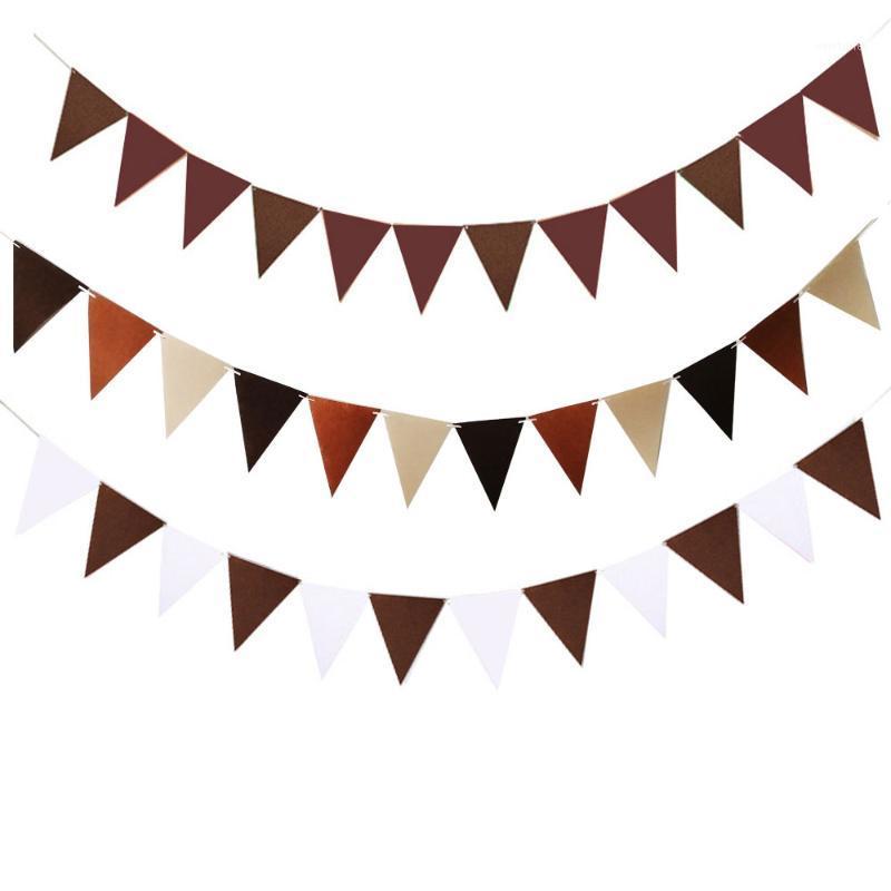 

Party Decoration 1pcs 4M/8M Length 18 Flags Brown Non Woven Fabric Wedding Banner Birthday Nonwoven Pennant Baby Room Deco