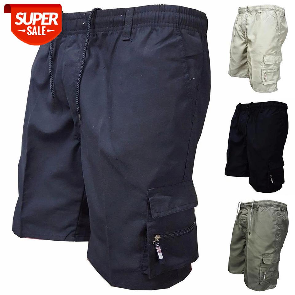 

Summer Mens Cargo Shorts 2021 New Multi Pocket Drawstring Baggy Cargo Shorts Casual Knee Length Pants Outdoor #xb83, Black