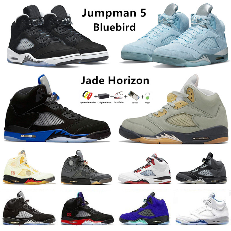 

Jumpman 5 Bluebird 5s mens basketball shoes Oreo Racer Blue Jade Horizon Raging Bull Sail Anthracite Black Metallic men trainer sports sneakers With Box, Color#29