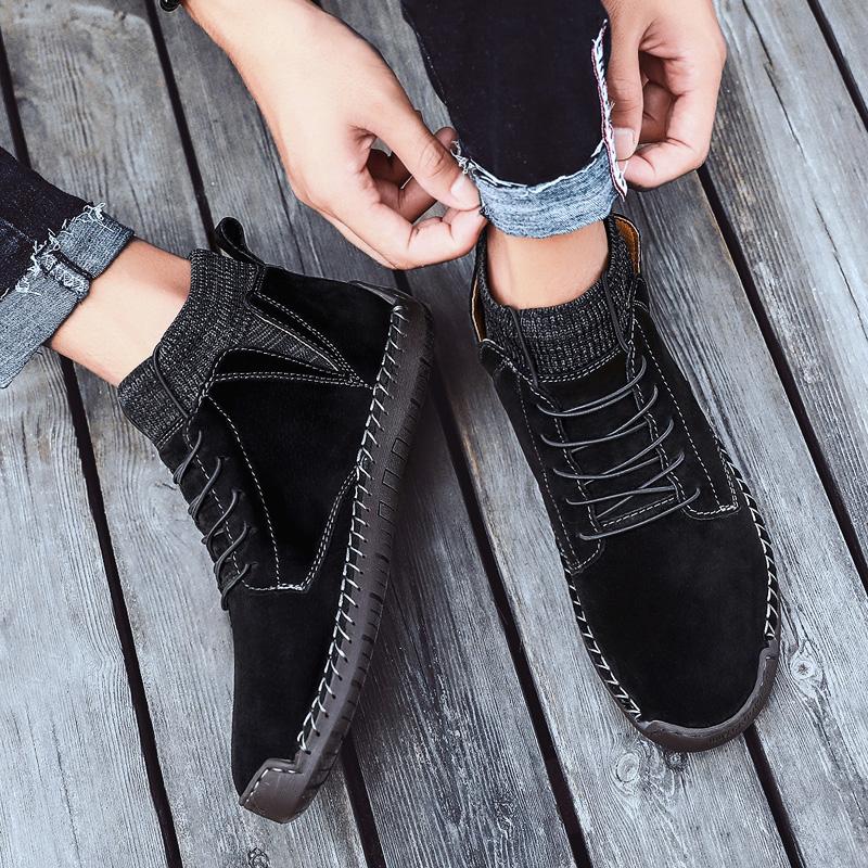 

Boots Sneakers Botas Shoe 2021 Para Man Flat Genuine Shoes Casual Dress Leisure Leather For Work Home Coturno Tenis Men Sport, Black