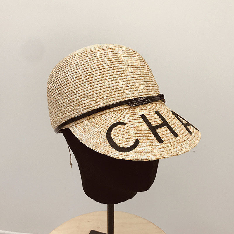 

Small fragrance letter wheat women elegant sun proof straw hat baseball cap Korean version versatile HDW0, Blue;gray